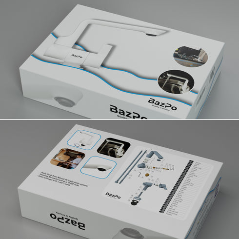 Bazpo 12V Water Faucet with Microswitch | RV Kitchen Faucet Solid Brass (5 BAR) - White